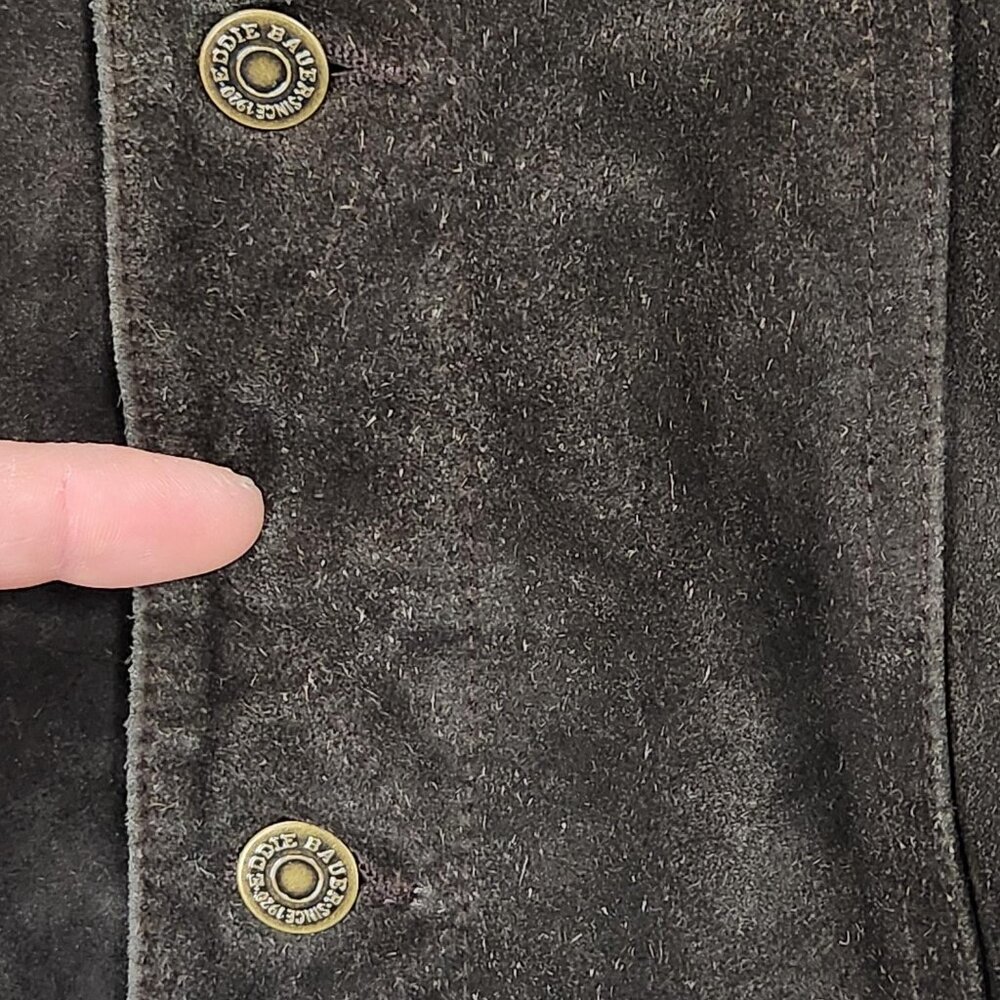Eddie Bauer Jacket Mens XL Brown Seattle Suede Leather Washable Button Front - Picture 4 of 14